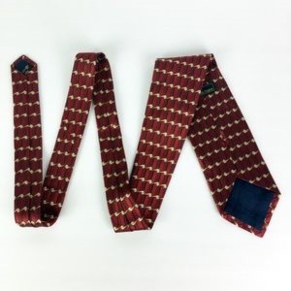 Ermenegildo Zegna Burgundy Gold Italian Silk Tie - Picture 2 of 8